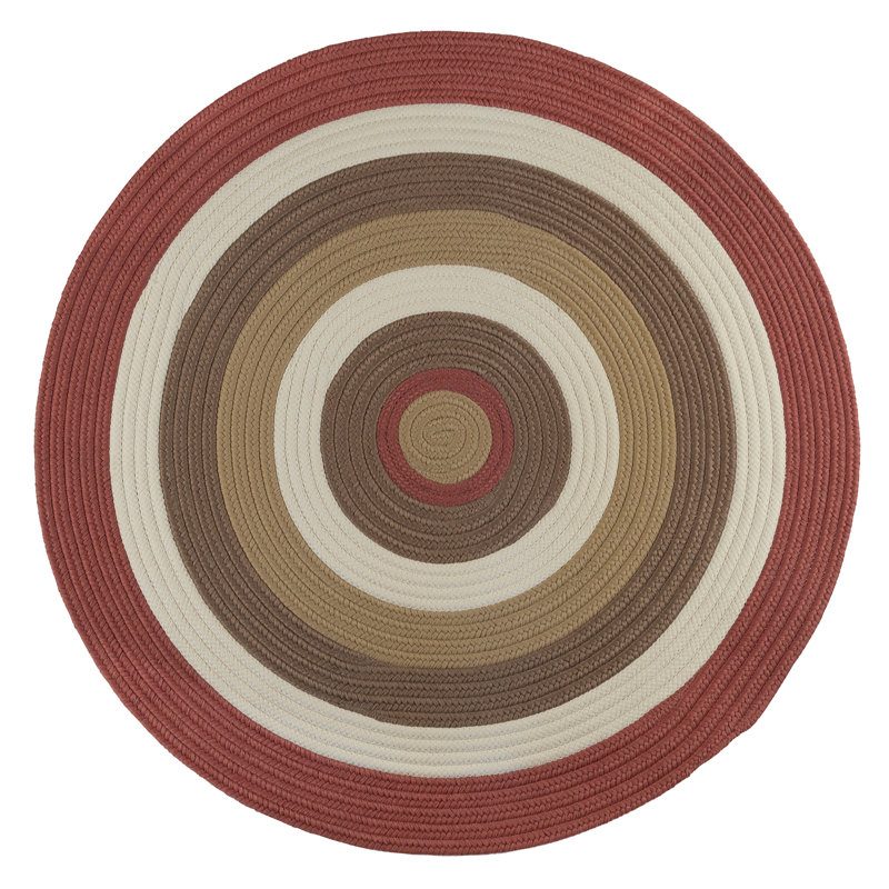 Talkington Geometric Handmade Braided Terracotta Area Rug, Round 6'