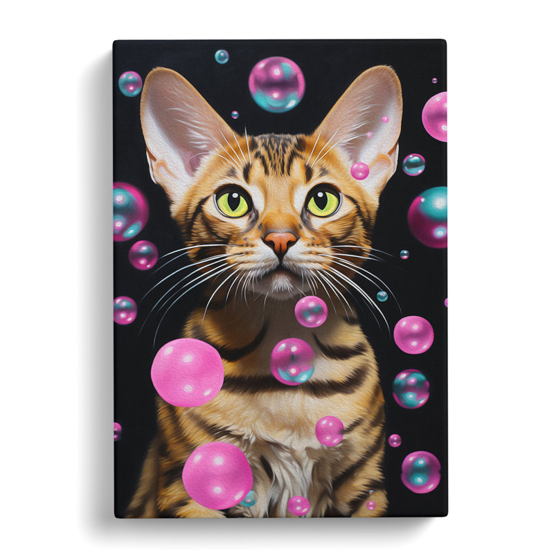 Bengal Cat Bubble Gum - Wrapped Canvas, 60cm H x 40cm W x 3cm D