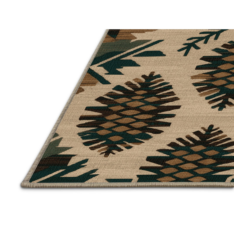Washable Pinon Pine Cone Southwestern Area Rug, Runner 2' x 4'