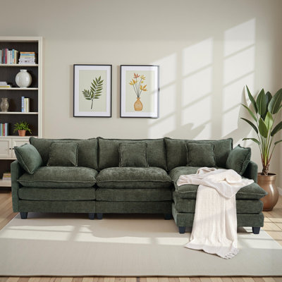 Latitude Run® 108" Modular 3-Seat Sectional Sofa Deep Seat Couch with Ottoman