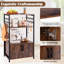 Kitchen Baker's Rack, 3-Tier Microwave Oven Stand With Cabinet & S-Hooks, Metal Frame Freestanding Utility Storage Shelves Unit For Dining Living Room