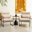 Fauteuil d'appoint Mid-Century moderne en tissu beige avec structure en métal
