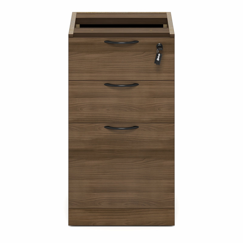 Classeur à 3 tiroirs avec verrou pour bureau à domicile Furinno ROGER, noyer moderne, Noyer moderne