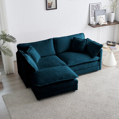 Chenille Two-Seater Sofa With 1 Footrest