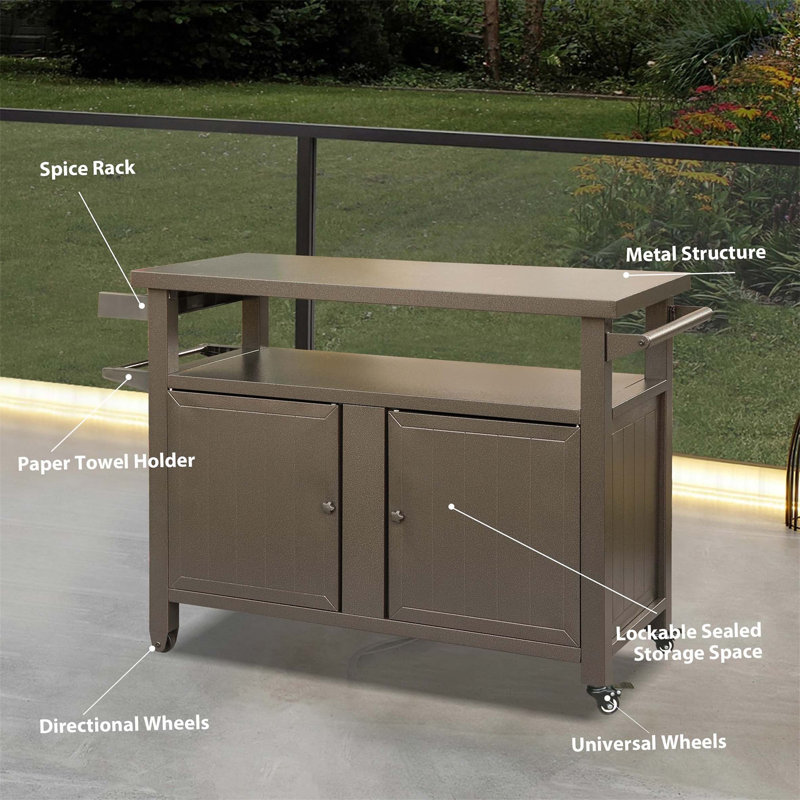 Christophor Metal Kitchen Island, Brown