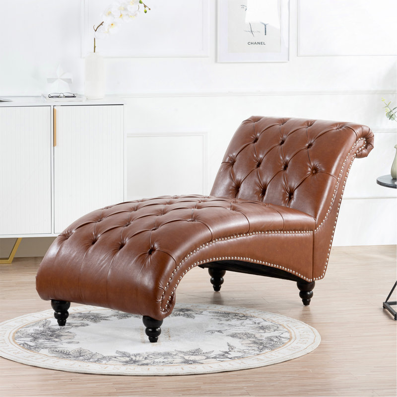 Chaise longue sans accoudoirs touffetée, Brun