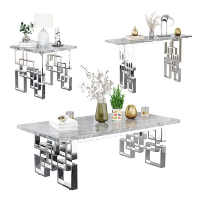 3Piece Luxury Coffee Table Set Includes 1 Coffee Table 1 Console Table 1 End Table For Home Apartment Office 3Piece Luxury Coffee Table Set Includes 1 Coffee Table 1 Console Table 1 End Table For Home Apartment Office