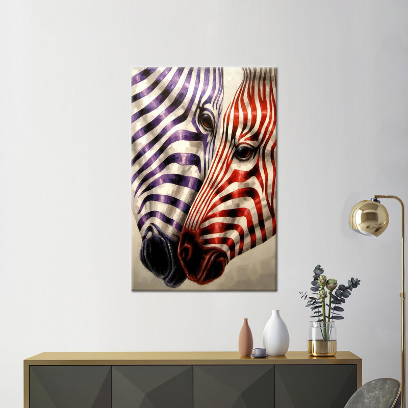 Personalized Family of Zebras Wall Art Canvas for Living Room Decor Perfect as a Unique Gift, 60 cm H x 40 cm W