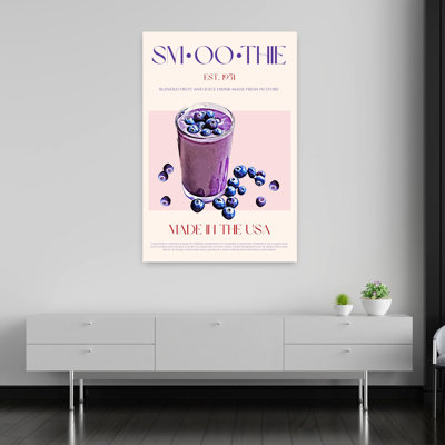 Art mural contemporain d'été «Fresh Blueberry Smoothie»