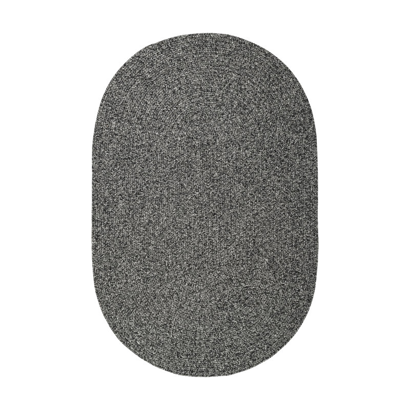 Indoor/Outdoor Braided Rug Happel Frosty Black Rug, Oval 4' x 6'