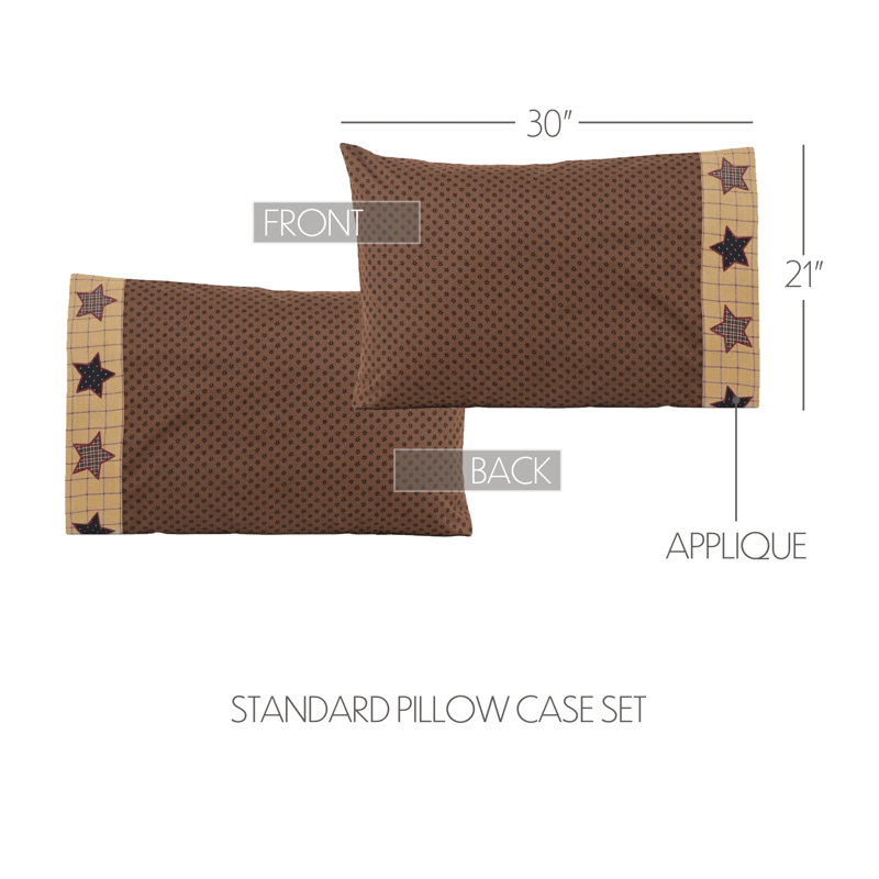 Bingham Star Chocolate Brown and Black Cotton Pillowcase Set