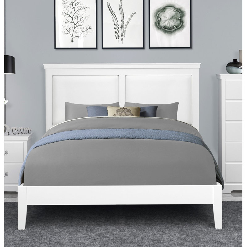 Mobilier de chambre classique et classique avec tête de lit tapissier et similicuir, Grand lit