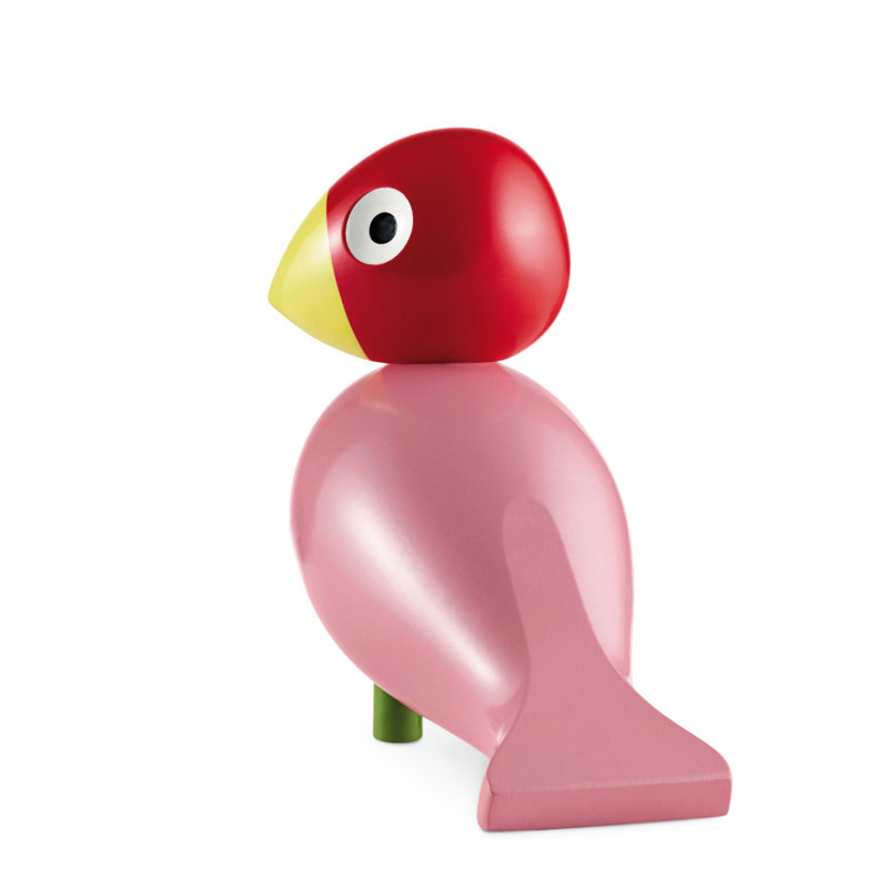 Kay Bojesen, oiseau chanteur, Rose / rouge, H 6,1 po x l 6,3 po x P 3,1 po, 1