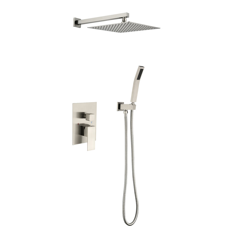 12" Rain Shower Head System - Wall Mounted Materials Brass & Stainless Steel Air Injection For Better Hose Bracket Included Brushed Nickel Bathroom Kit, Quality Steel, Injection, Relaxing Shower,
