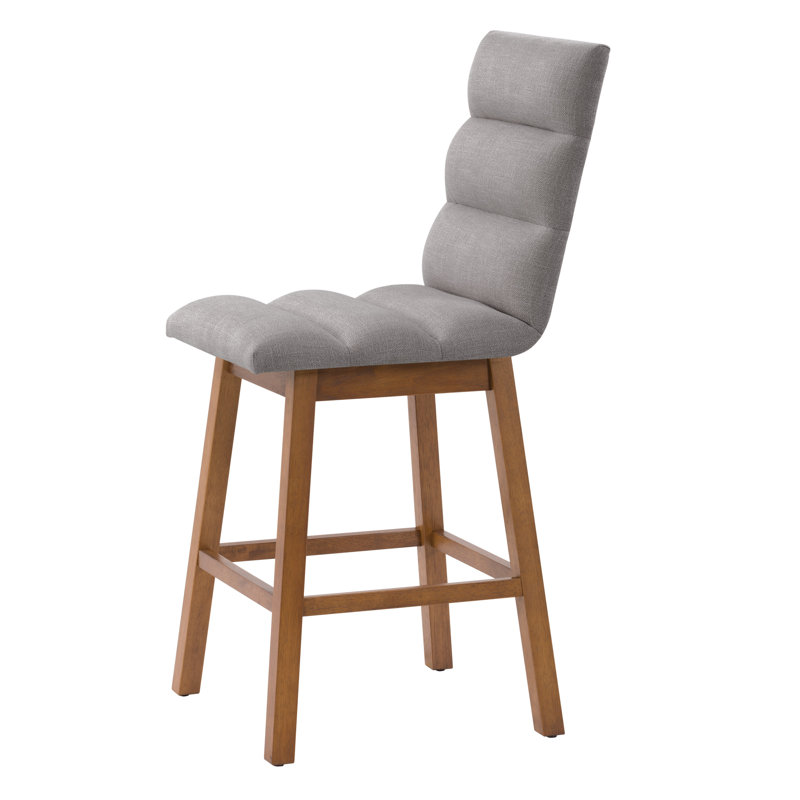 Aodhi Upholstered Counter Stool with Solid Wood Frame, Light Gray