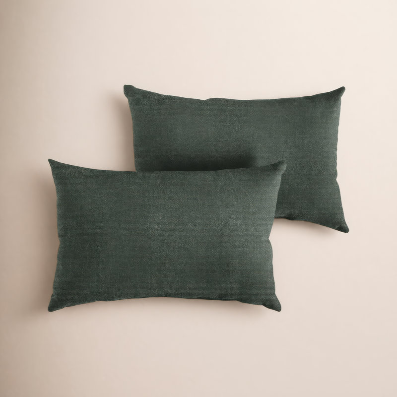 Sunbrella Lumbar Rectangular Indoor/Outdoor Pillow Cover & Insert, Dark Green, 12" H x 18" W