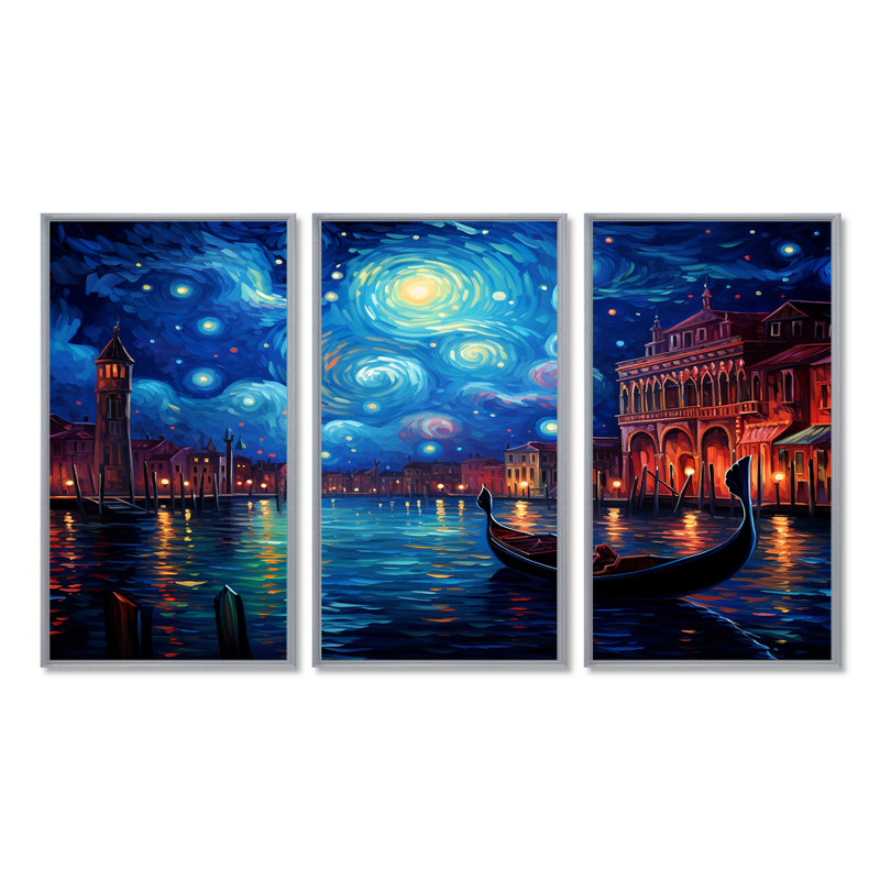 Ensemble de salon Corkran - Venice Wall Art, Encadrement argenté, H 40 po x l 60 po x P 1 po