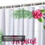 Rideau de douche imperméable à l'eau avec palmiers et hibiscus-1186251546