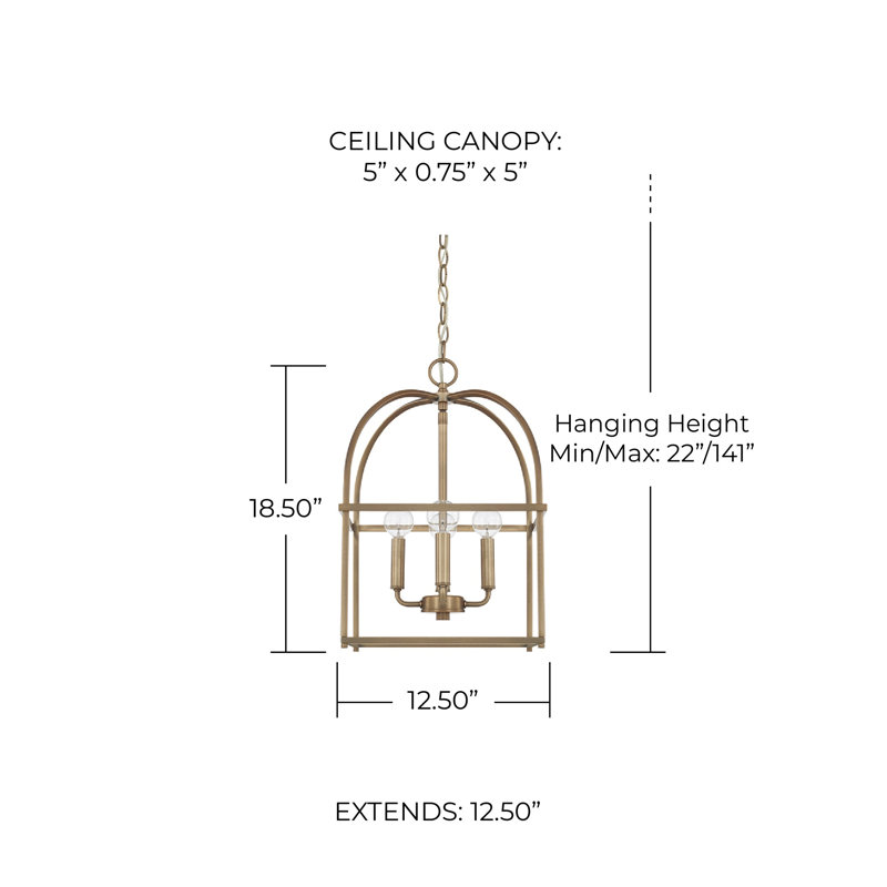 Independent 4 - Light Unique/Statement Pendant, Aged Brass
