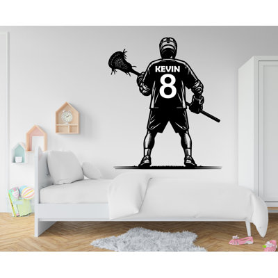 Large Custom Name Lacrosse Player Wall Decal Sport Wall Decal