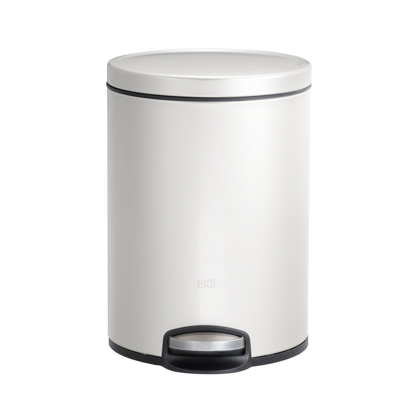 Eva Steel Step On Kitchen Trash Can, White, 5 L