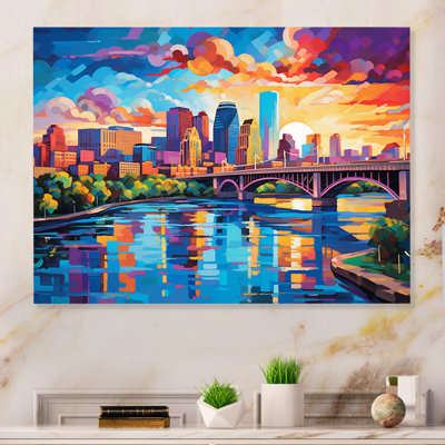«Colorful City Minneapolis Popart I», reproduction sur métal sans cadre
