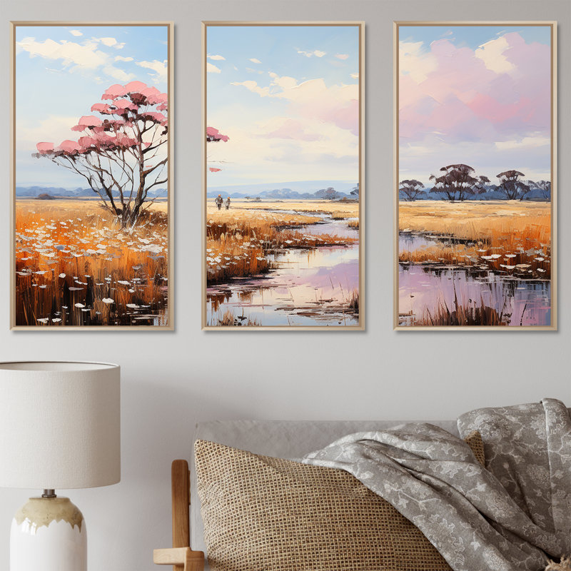 «Praires Tranquil Plains Wonderland - Prairies», ensemble d'art sur toile, Cadre naturel flottant, H 28 po x l 36 po x P 1 po