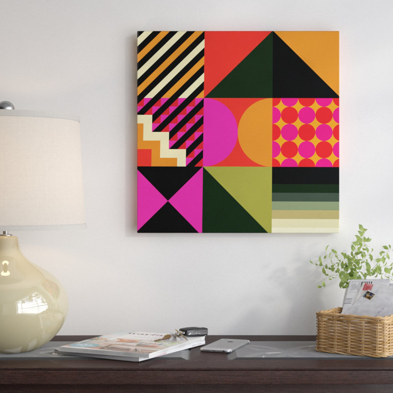 « geo ii », impression sur toile, H 37 po x l 37 po x P 1,5 po, Pas de tapis, Toile tendue