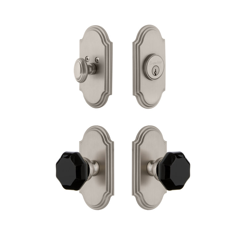Complete Arc Entry Knob Set with Deadbolt, Satin Nickel, 2.375"