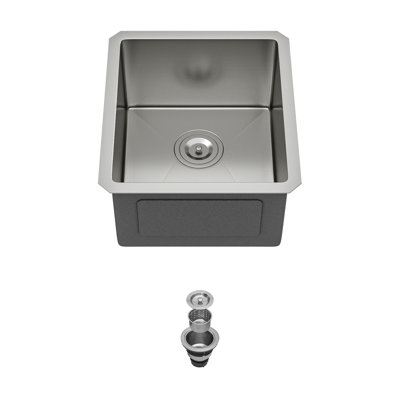 15" L X 17" W Undermount Bar Sink 16 Gauge Stainless Steel Single Bowl Bar Kitchen Sinks With Drain Assembly