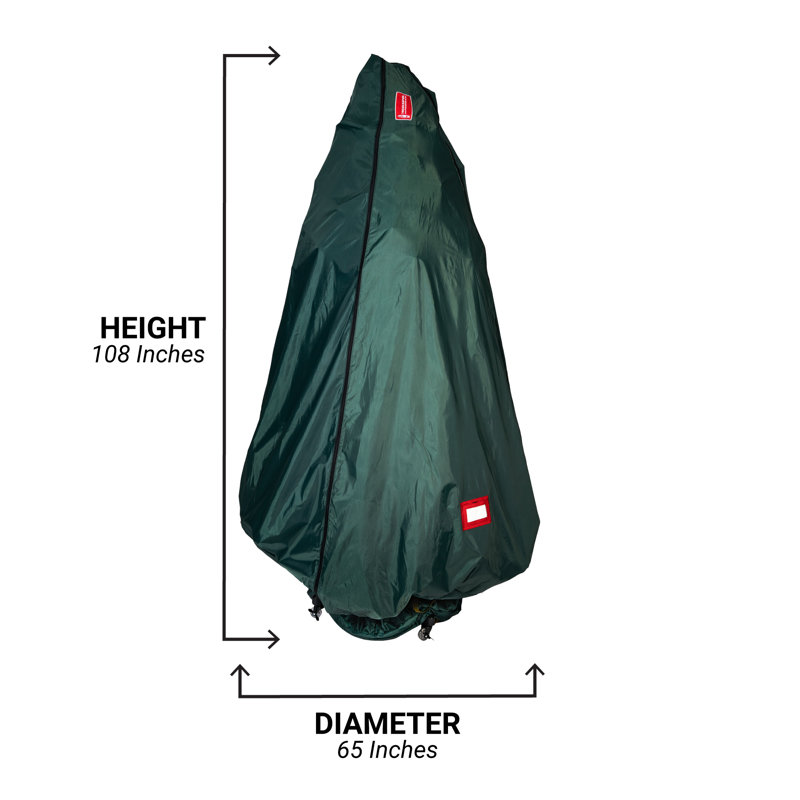 Green Polyester Upright Christmas Tree Storage Bag with Rolling Stand
