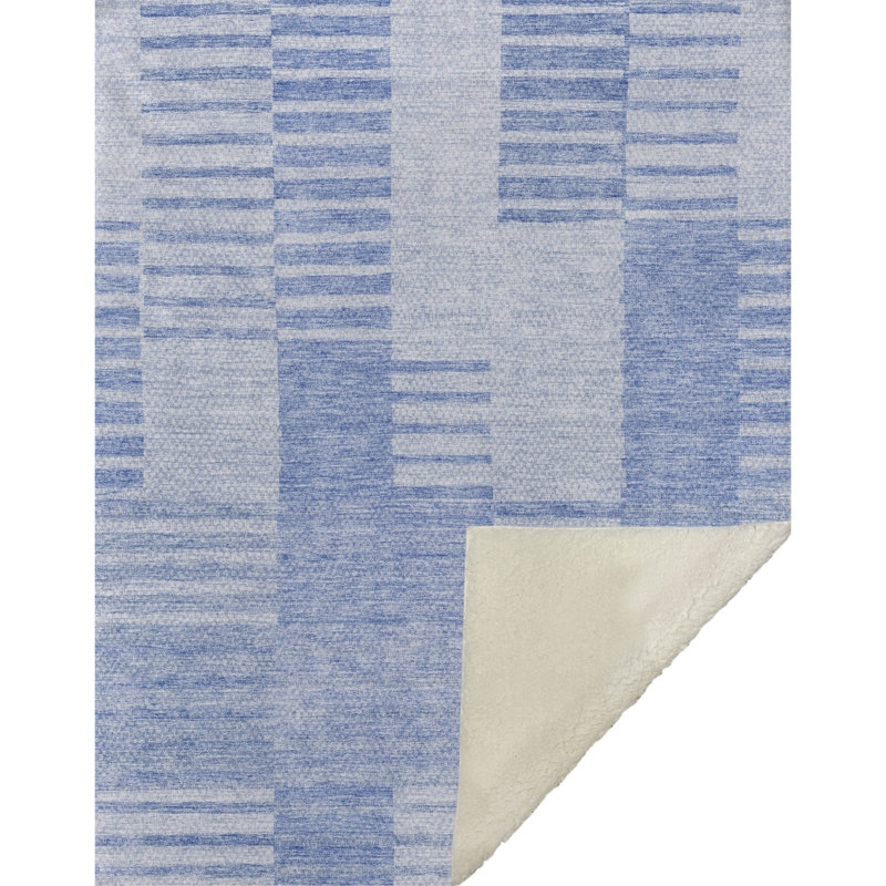 Jeté rayé Addison Sherpa ASB686, Bleu