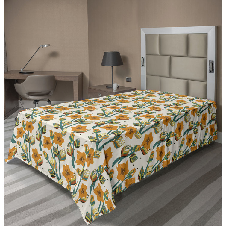 Drap plat à motif floral bohème Ambesonne