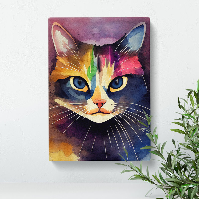 XC1022-1347X Cat Watercolour No.1 - Wrapped Canvas Print, 76cm H x 50cm W x 3cm D