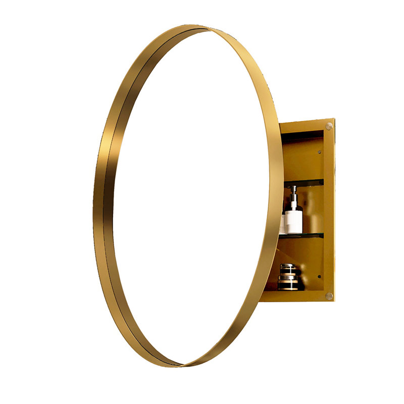 Armoire à pharmacie ronde avec cadre en métal mat 31,5 pouces avec miroir et tablettes réglables, finition de haute qualité, look intérieur moderne pour salle de bain, tablettes