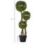 HOMCOM Potted Artificial Plants Boxwood Ball Topiary Trees Indoor Outdoor, 90cm