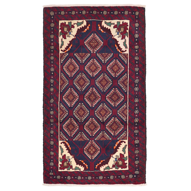 Tapis bleu marine Teimani 3 pi 6 po x 6 pi 0 po