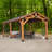 Backyard Discovery Norwood 24' x 12' Cedar Wood Outdoor Patio Gazebo with Hardtop Galvanized Steel Peak Roof and PowerPort