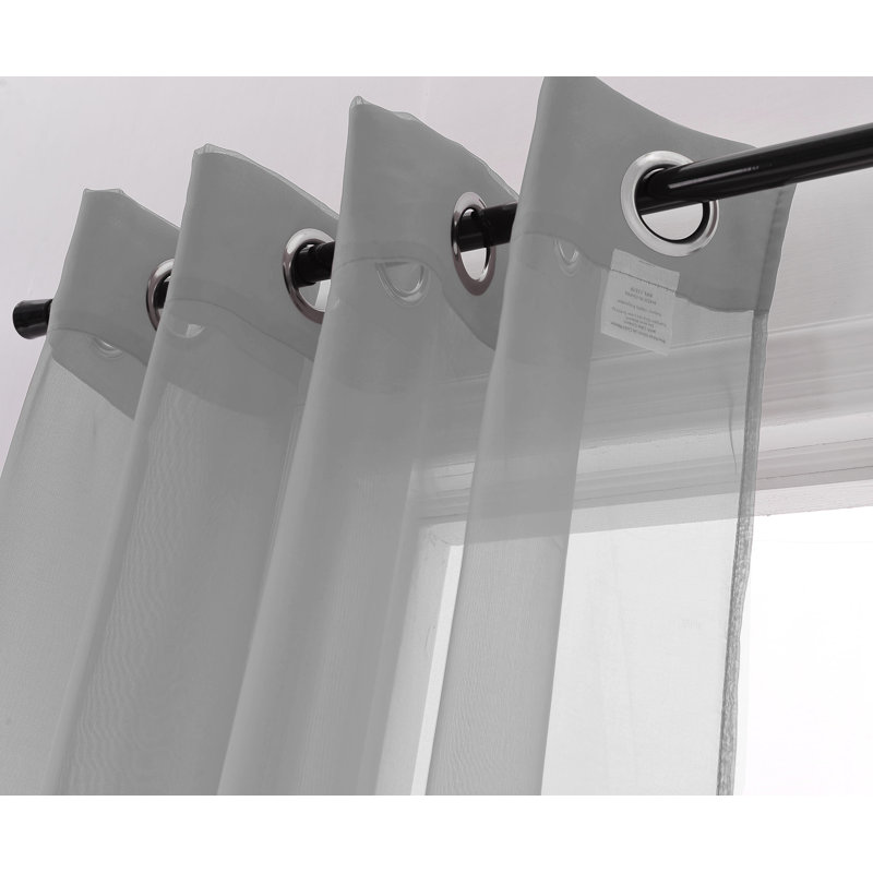 Batavia Voile Solid Sheer Grommet Window Curtain Panel, Gray, 54" W x 90" L