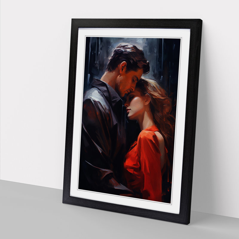 Lovers Tachisme Art - Framed Print, Black Framed, 46cm H x 34cm W x 2cm D