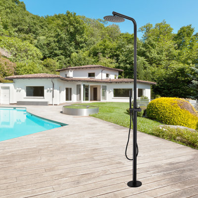 87'' H Dual-Function Outdoor Shower With Rain Shower Head And Hand Shower