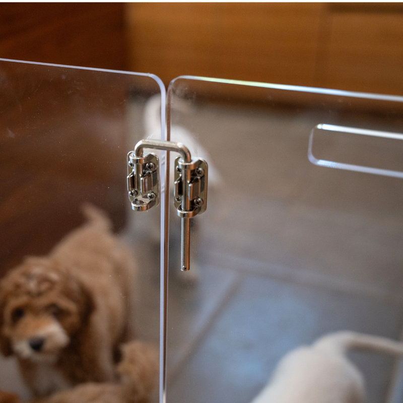 Clear Freestanding Pet Gate with Door, 30" W x 30" H
