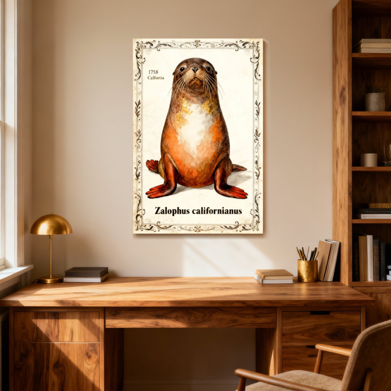 Reproduction d'art encadrée, animaux, H 24 po x l 16 po