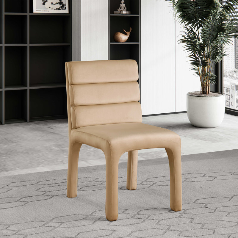 Chaise d'appoint en velours capitonné Kai, Velours brun clair