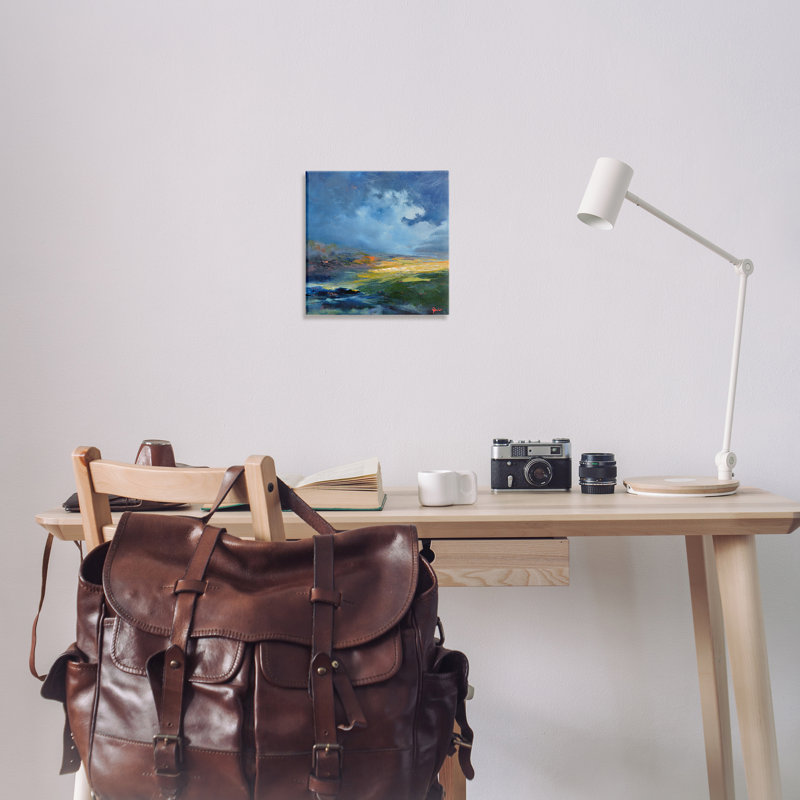 «Stormy Abstract Landscape», art mural sur toile par Patrick Dennis, H 17 po x l 17 po