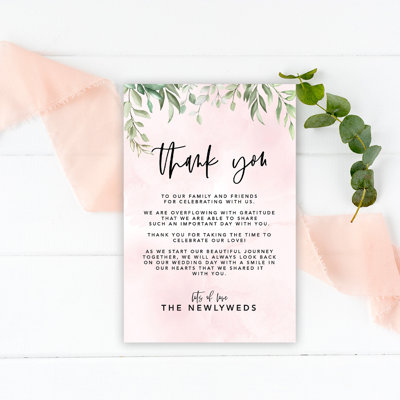 Ensemble de 56 cartes de présentation de mariage Blush, feuilles de verdure, mariage et remerciement pour la réception de table, famille, amis