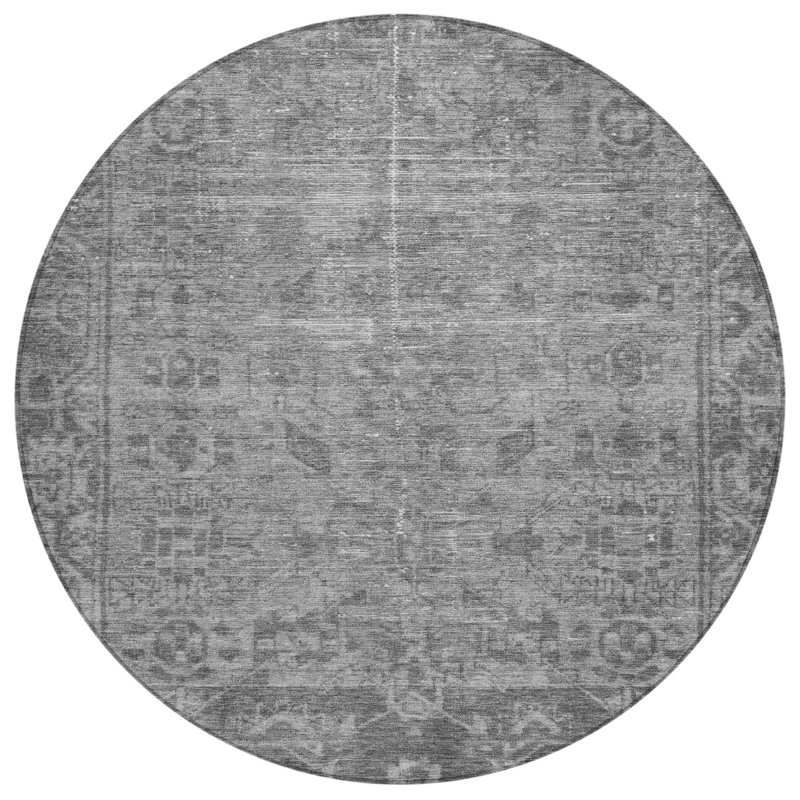 Tapis oriental rond 8 po gris