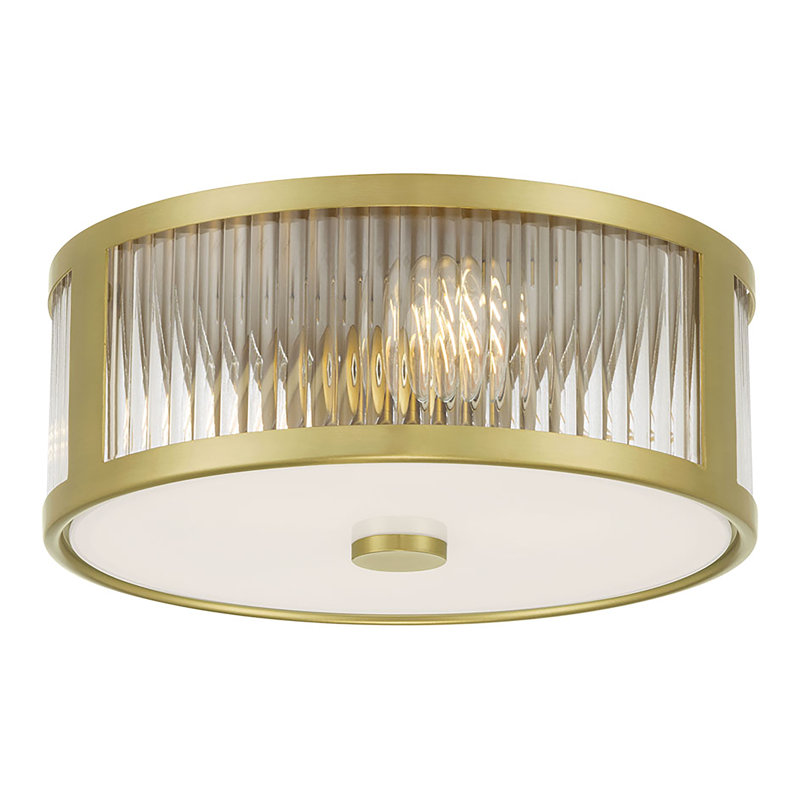 Gabrie 11.75" Wide 3-Light Flush Mount, Vintage Brass