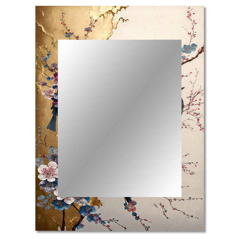 Multicolore oiseaux sur prunier en fleurs II, 40 po x 30 po