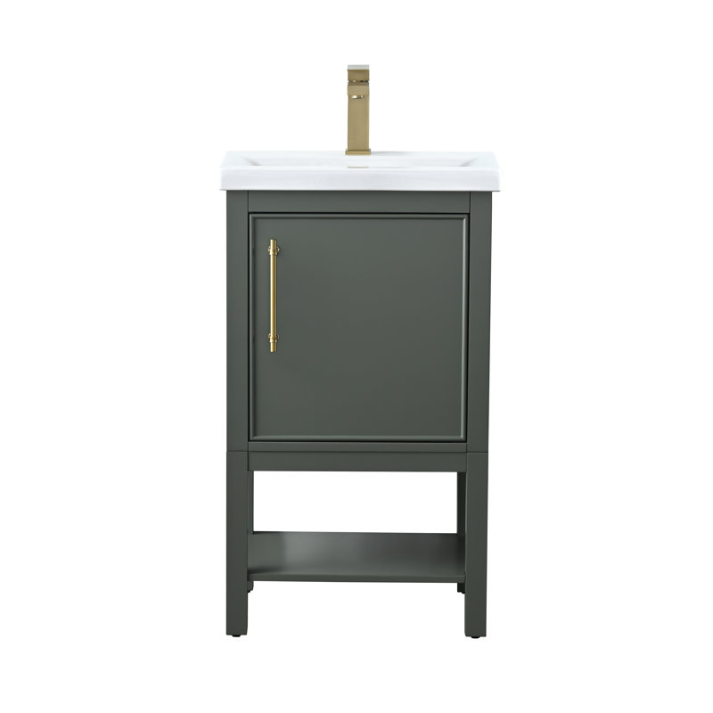Ensemble de meuble-lavabo simple 20 po Jewell, Vert rétro / laiton antique